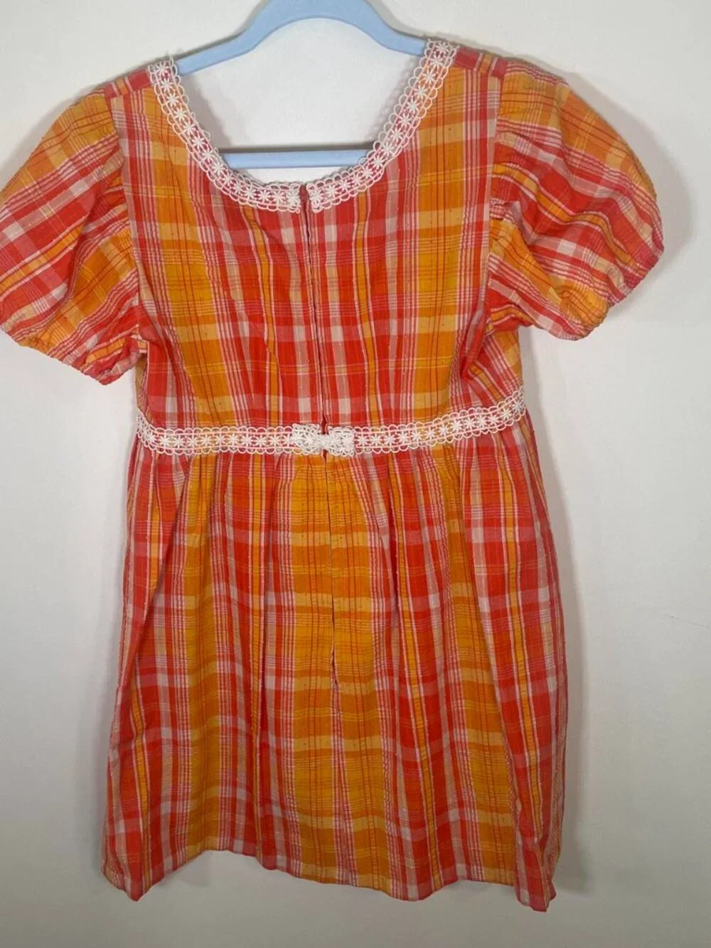 Vintage Plaid Babydoll Mini Dress with Bow Clasp - Picture 2 of 3